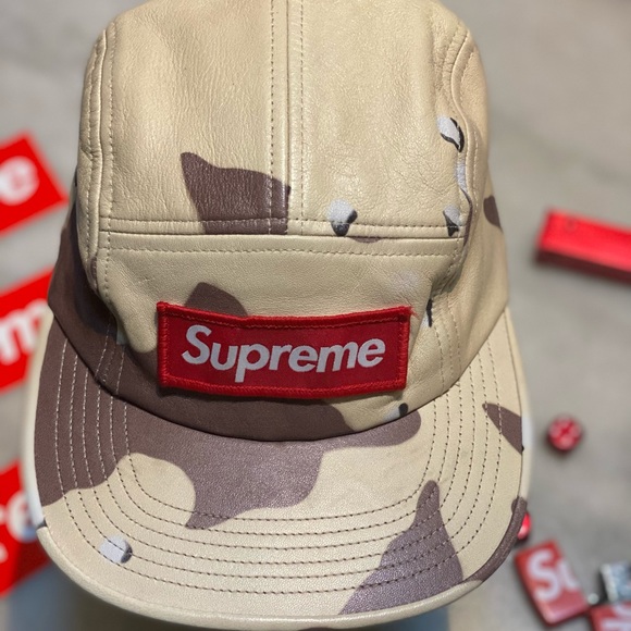 Supreme Leather Camp Cap